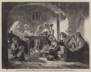 Eine Mädchenschule in den Abruzzen (Gravur)
