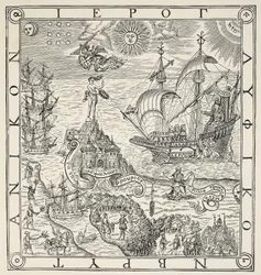 Ein Hieroglyph von Großbritannien, Frontispiz zu General and Rare Memorials pertayning to the perfecte Arte of Navigation von John Dee (1527-1609), 1577