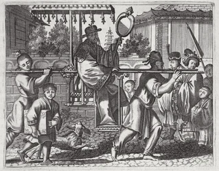Ein Mandarin in einer Sänfte, Illustration aus einer Beschreibung der Gesandtschaften nach China, 1690