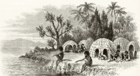 Einheimisches Lager in Queensland, ca. 1880, aus 