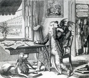 Ein edler Dichter - seine Ideen aufkratzend, veröffentlicht von J. Johnston, 1823