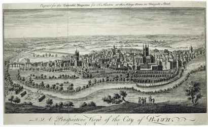 Eine perspektivische Ansicht der Stadt Bath, graviert für das Universal Magazine, ca. 1750