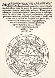 Eine Prognostikation von Leonard Dygges, gedruckt von Thomas Gemini, Blacke Friars, London, 1555