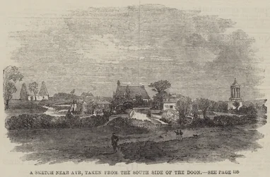 Eine Skizze in der Nähe von Ayr, aufgenommen von der Südseite des Doon (Gravur)