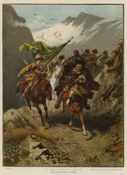 Ein erfolgreicher Überfall (Farblithografie)