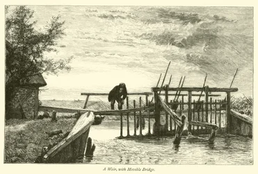 Ein Weir, mit beweglicher Brücke