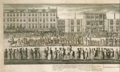Geometrische Ansicht der großen Prozession der Scald Miserable Masons, Somerset House, London