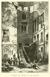 Eine Gruppe von Häusern im Ghetto