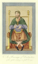 Eine bedeutende Person des 8. Jahrhunderts in voller Kleidung