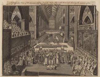 Eine Perspektive der Westminster Abbey vom Hochaltar im Westende