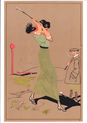 Ein Druck von zwei Golfern in komischen und humorvollen Posen, ca. 1920