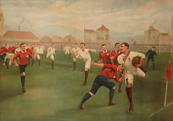 Ein seltener Druck von England gegen Wales. 5. Januar 1895, in Swansea