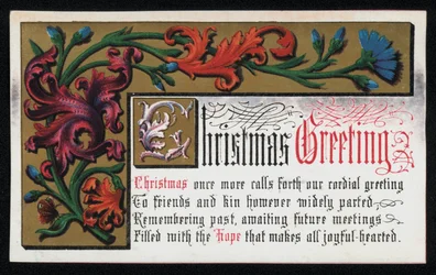 Ein Vers mit Blumenmuster, Weihnachtsgrußkarte