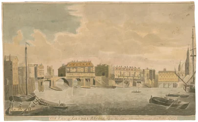 Ansicht der alten London Bridge vor den Änderungen, wie 1757
