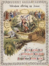 Abraham opfert Isaak (farbige Gravur)