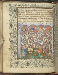 Die Alchemisten Geber, Arnold von Villanova, Rhasis und Hermes Trismegistus, aus 