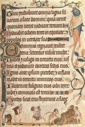 Getreidegarben stapeln, aus dem Luttrell-Psalter, begonnen vor 1340 für Sir Geoffrey Luttrell