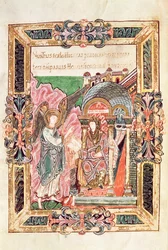 Verkündigung, aus dem Benedictional von St. Aethelwold, Winchester, ca. 980