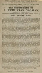 Werbung für die Ausstellung des mumifizierten Körpers einer peruanischen Frau