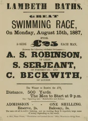 Werbung für Lambeth Baths