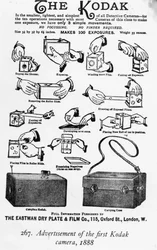 Werbung für die erste Kodak-Kamera, 1888