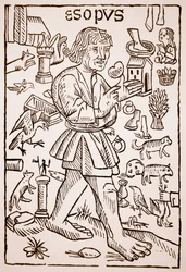 Äsop, Frontispiz zu Äsops Fabeln von William Caxton