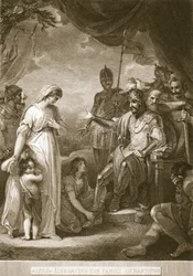 Alfred befreit die Familie von Hastings, Illustration aus David Humes The History of England, veröffentlicht von R. Bowyer, London, 1812