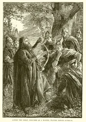 Alfred der Große, verkleidet als Harfner, spielt vor Guthrum
