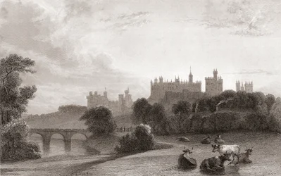 Alnwick Castle, Alnwick, Northumberland, England, im frühen 19. Jahrhundert. Verwendet als Drehort in den Harry-Potter-Filmen. Aus Churton