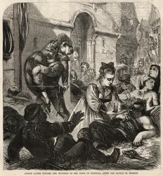 Elsässer Damen pflegen die Verwundeten in der Stadt Gunstell nach der Schlacht von Wörth