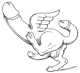 Amulett mit einem dreifachen Phallus