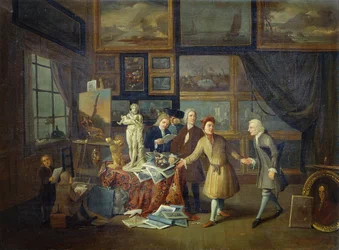 Ein Künstleratelier, um 1730