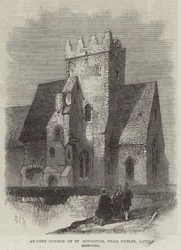 Alte Kirche von St. Doulough, nahe Dublin, kürzlich restauriert (Stich)
