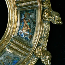 Engel, der ein Blasinstrument spielt, Detail vom Krummstab von William of Wykeham (ca. 1320-1404)