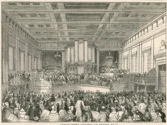 Anti-Sklaverei-Treffen in der Exeter Hall, Strand, London (Gravur)
