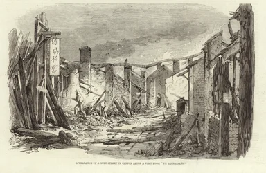 Erscheinung einer belebten Straße nach einem Besuch der Barbaren