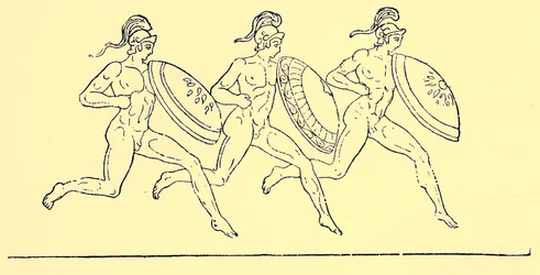 Bewaffnetes Rennen, Illustration aus Geschichte Griechenlands von Victor Duruy, 1890
