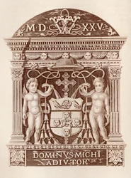 Wappen von Kardinal Wolsey in Terrakotta im Hampton Court Palace, aus History of Hampton Court Palace in Tudor Times von Ernest Law, veröffentlicht in London 1885