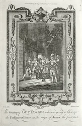 Verhaftung von Guy Fawkes wegen des Versuchs, das Parlament im Gunpowder Plot am 5. November 1605 in die Luft zu sprengen