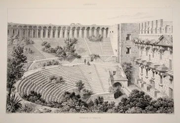 Aspendu - Innenraum des Theaters, veröffentlicht 1863