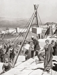 Athener bauen ihre Stadt unter der Führung von Themistokles nach der persischen Invasion Griechenlands, ca. 479 v. Chr., aus Hutchinson