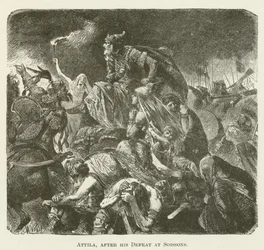 Attila nach seiner Niederlage bei Soissons
