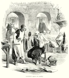 Barbierladen in Kairo (Gravur)