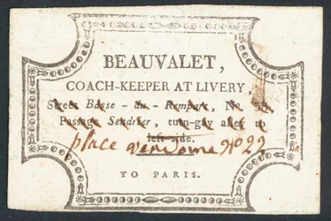 Beauvalet, Kutschenhalter im Mietstall, Visitenkarte