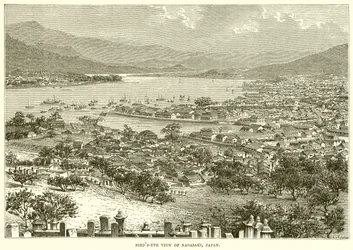 Vogelperspektive von Nagasaki, Japan