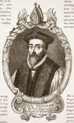 Bischof Hooper, Illustration aus Die Kirche von England: Eine Geschichte für das Volk von H.D.M. Spence-Jones, veröffentlicht um 1910