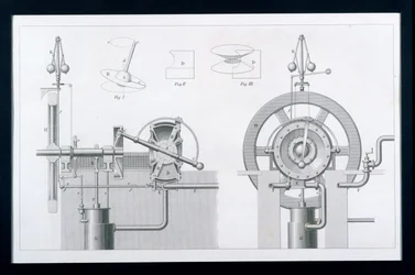Bishops Rotationsdampf- oder Scheibenmaschine aus der Enzyklopädie der nützlichen Künste & Manufakturen, herausgegeben von Charles Tomlinson, ca. 1880er Jahre