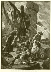 Schwarze Agnes bei der Belagerung von Dunbar Castle