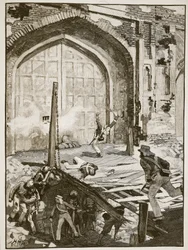 Sprengung des Kaschmir-Tores in Delhi, Illustration aus Cassells Illustrated History of England