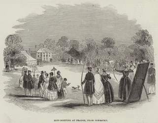 Bogenschießen bei Pradoe, in der Nähe von Oswestry (Stich)